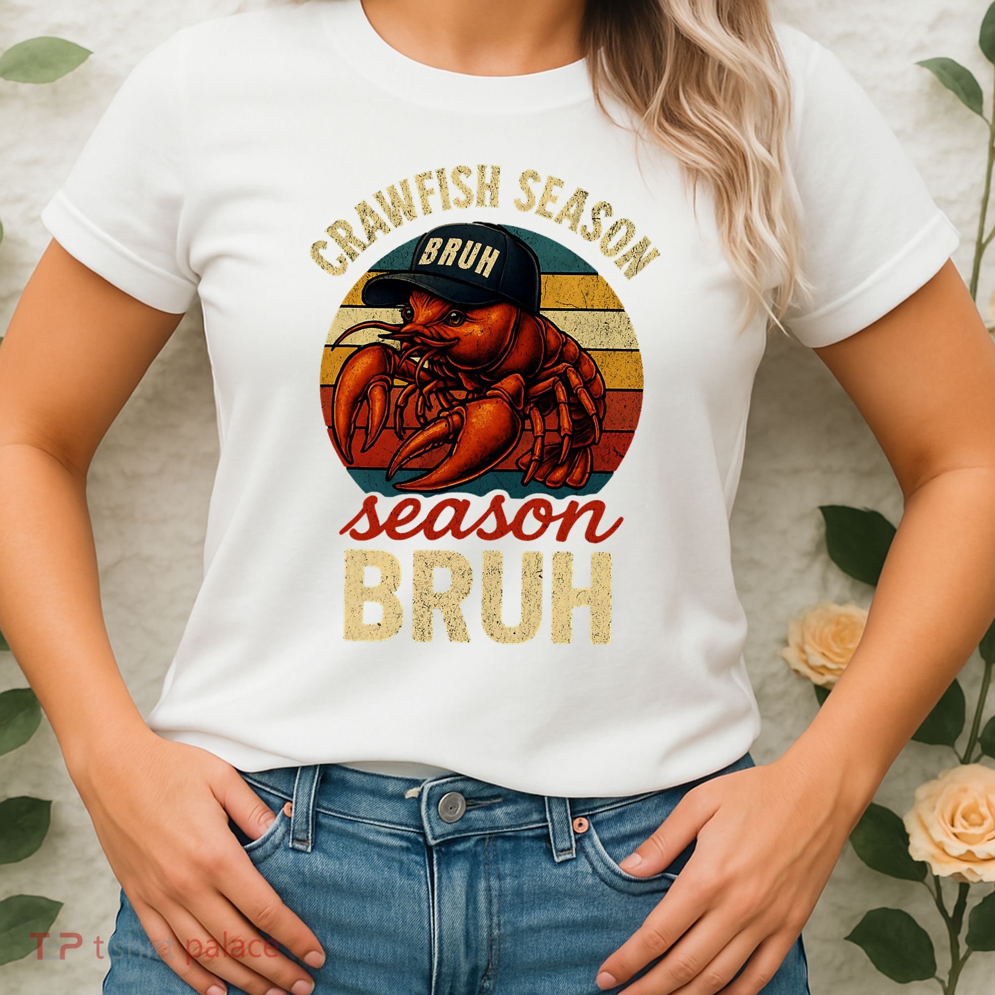 Crawfish Season Bruh Crawfish Seafood Festival Retro Sunset  Women's T-Shirt