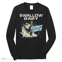Cute Swallow Baby Dont Spit Striper Bass Fishing Long Sleeve Shirt thumb 0