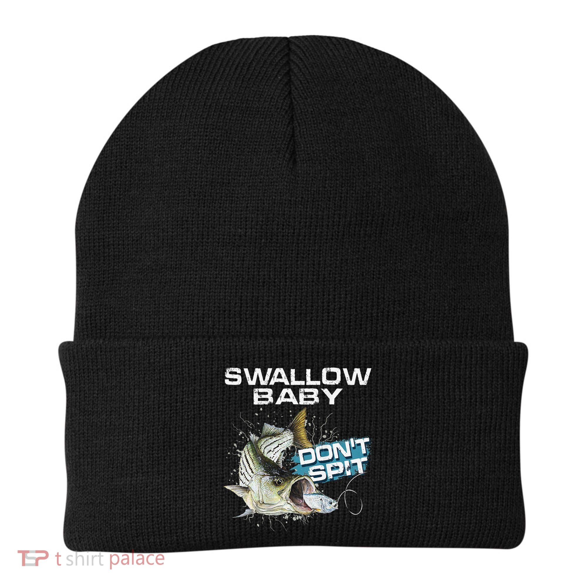 Cute Swallow Baby Dont Spit Striper Bass Fishing Beanie