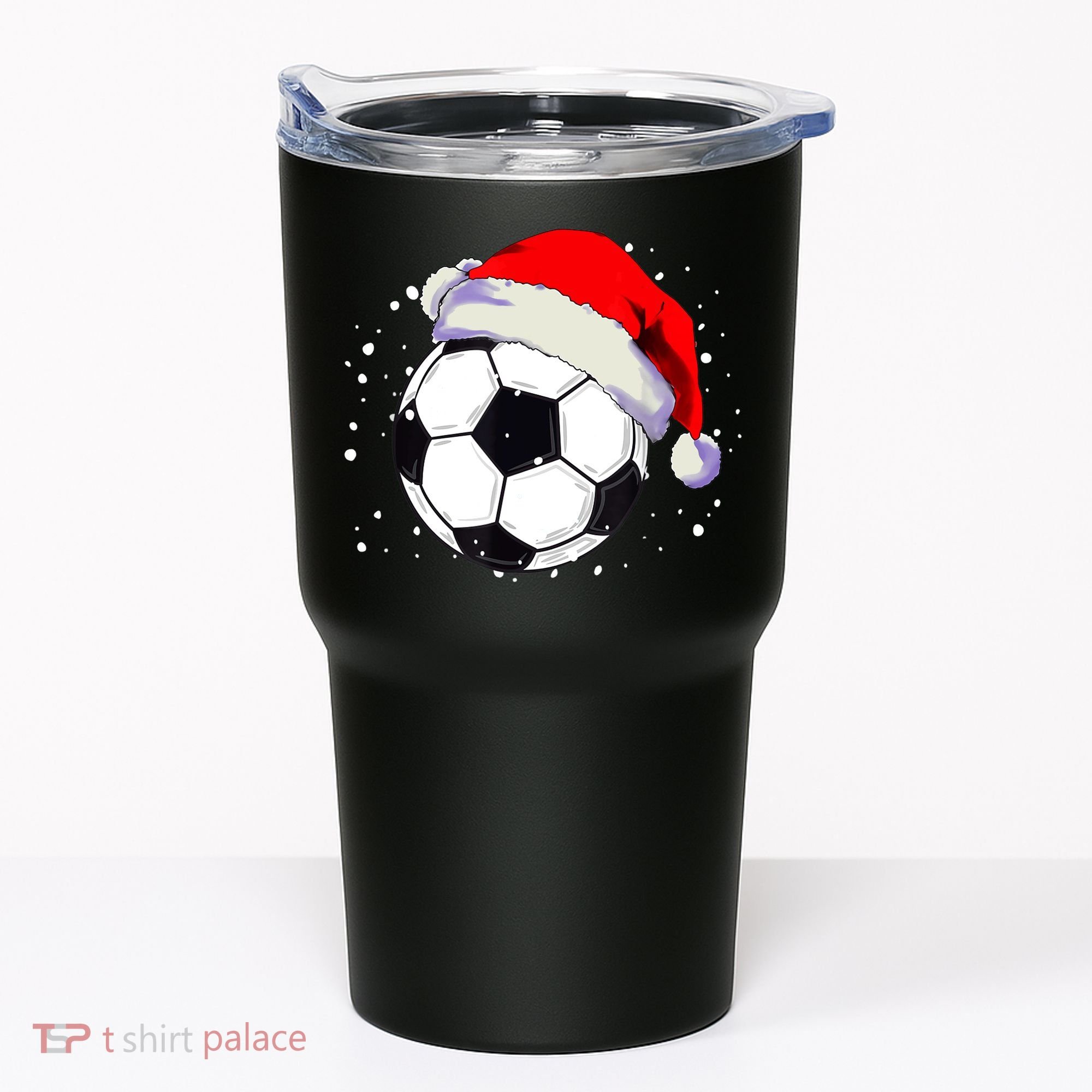 Christmas Soccer Ball Santa Hat Xmas Boys Sport Tumbler