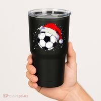 Christmas Soccer Ball Santa Hat Xmas Boys Sport Tumbler thumb 2