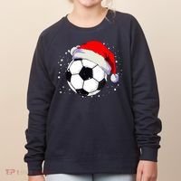 Christmas Soccer Ball Santa Hat Xmas Boys Sport Women's Sweatshirt thumb 0