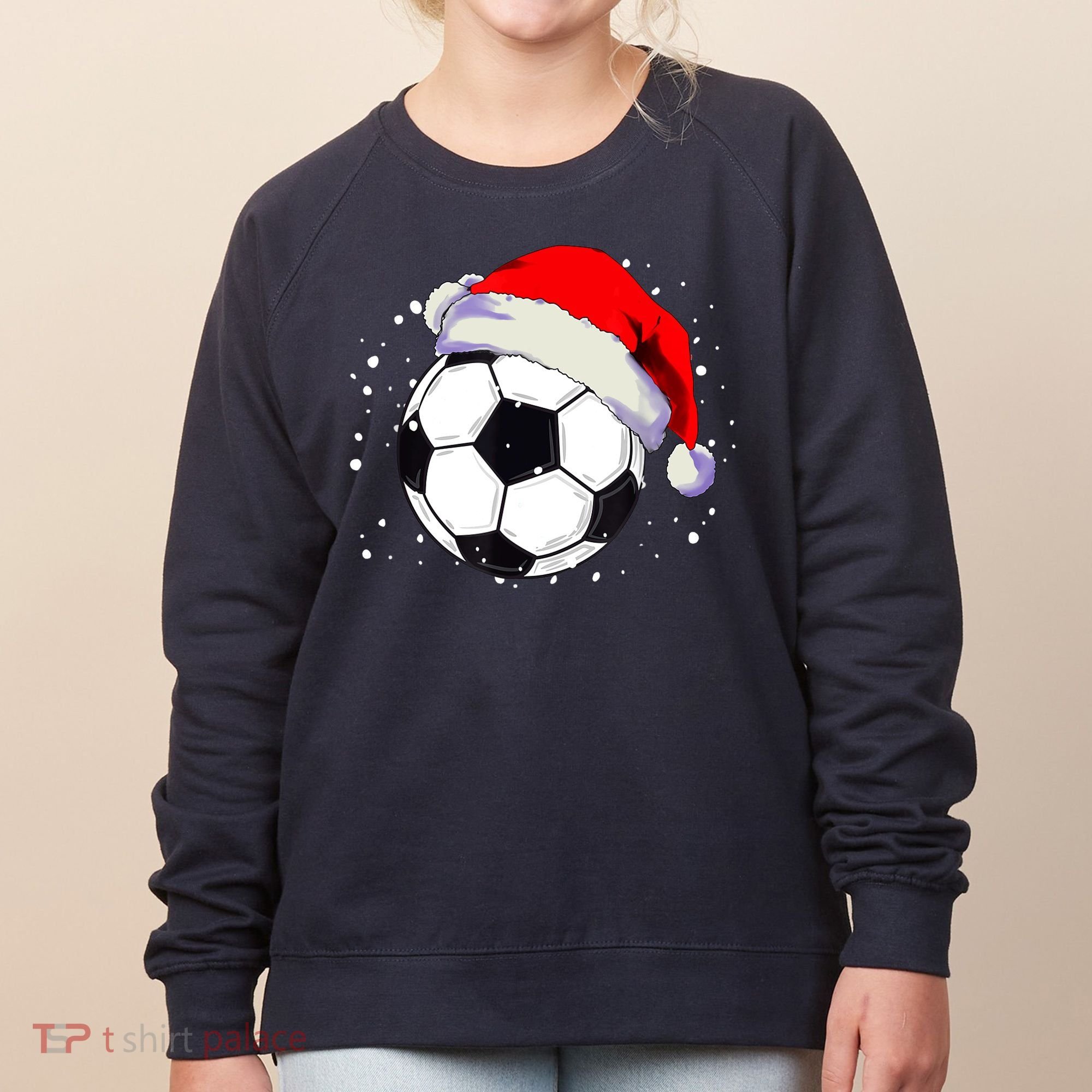 Christmas Soccer Ball Santa Hat Xmas Boys Sport Women's Sweatshirt