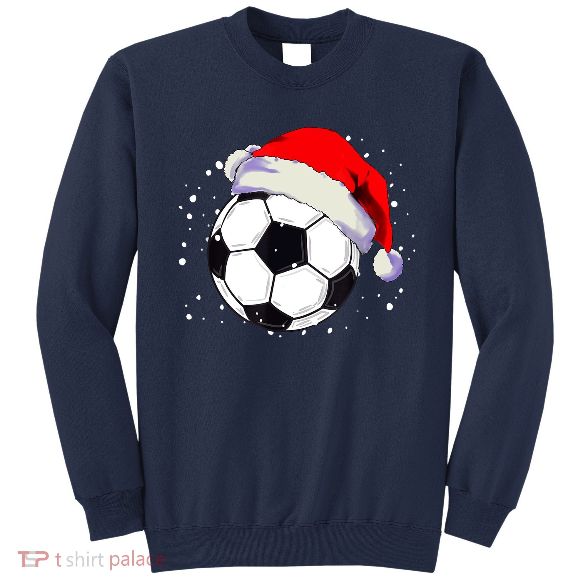 Christmas Soccer Ball Santa Hat Xmas Boys Sport Sweatshirt