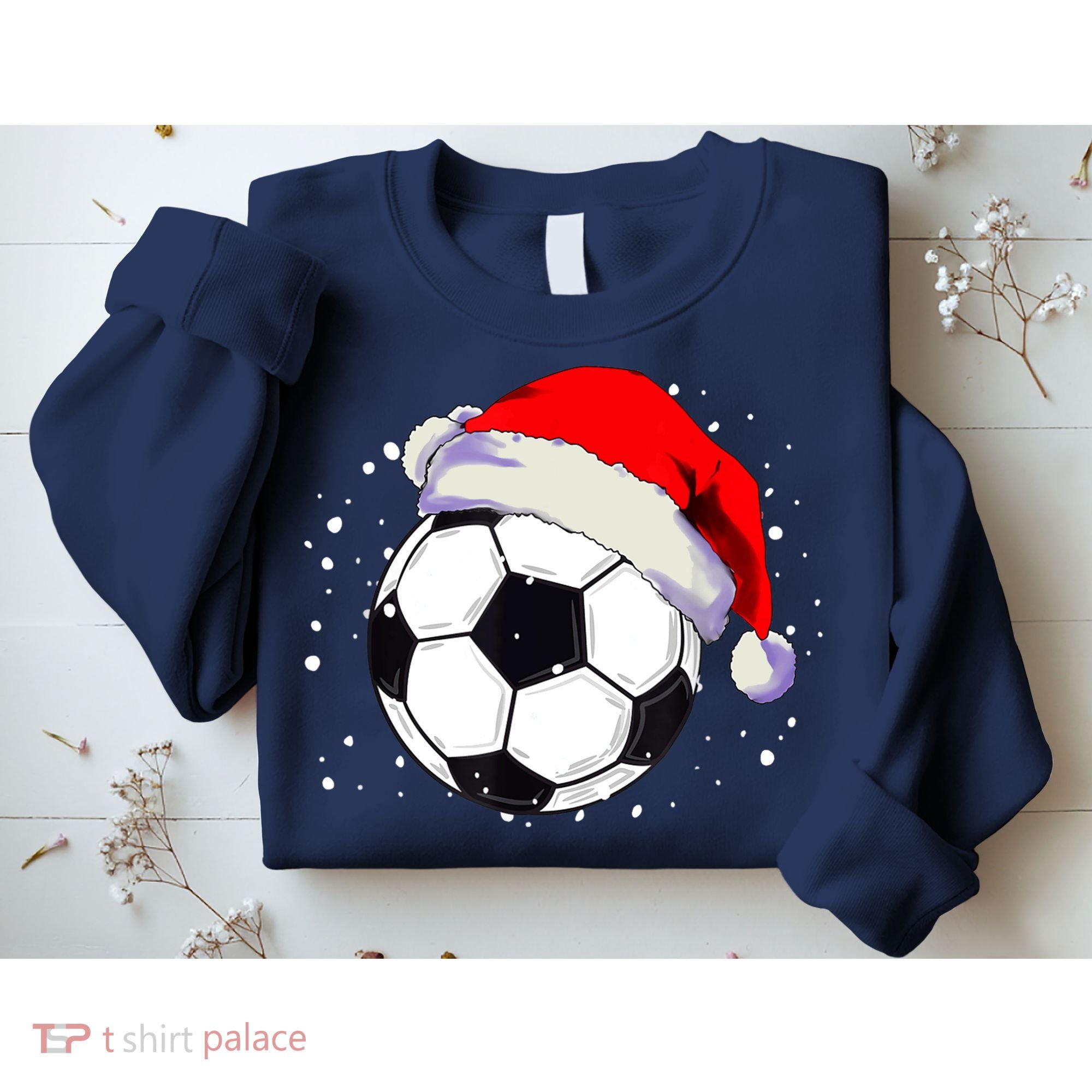 Christmas Soccer Ball Santa Hat Xmas Boys Sport Sweatshirt
