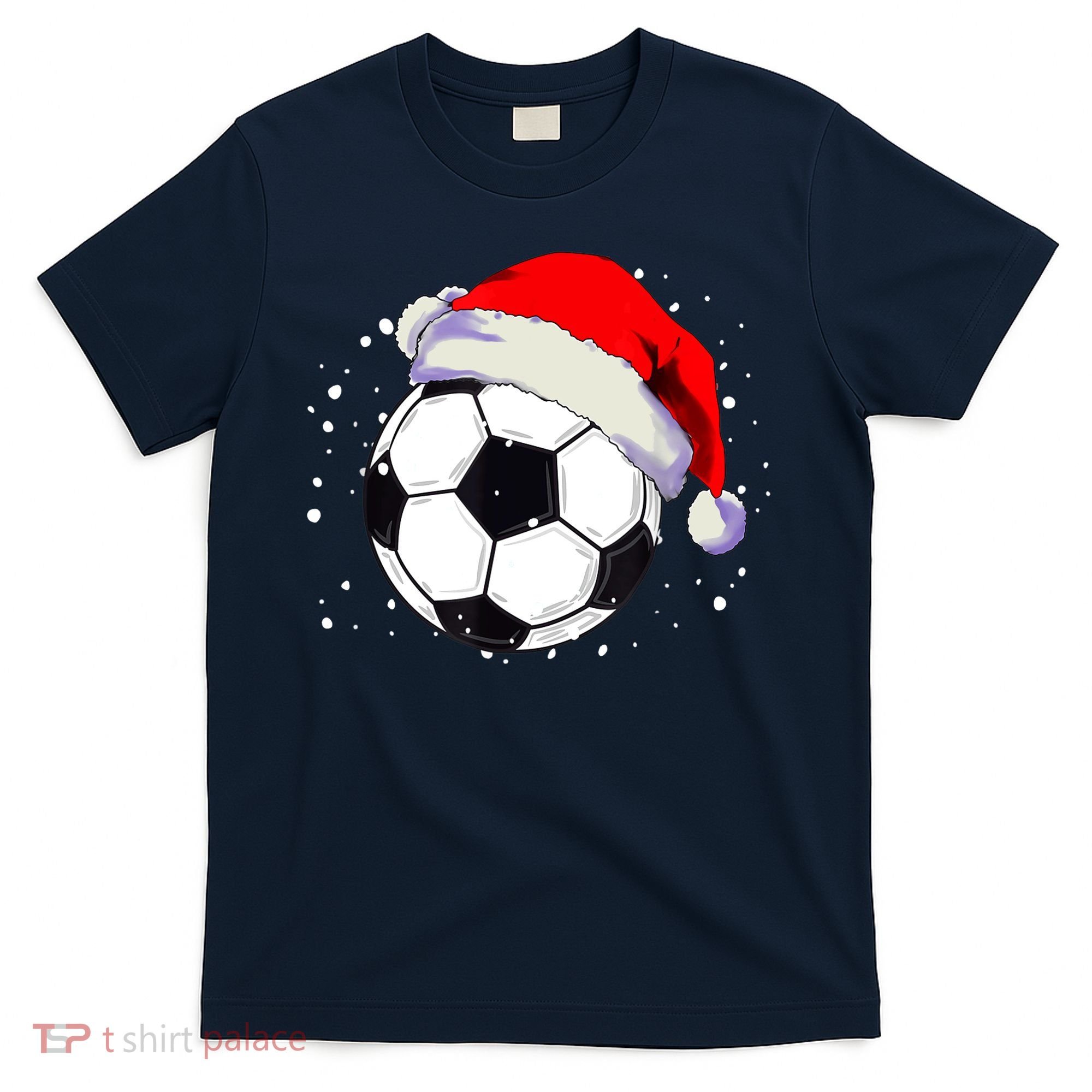 Christmas Soccer Ball Santa Hat Xmas Boys Sport T-Shirt