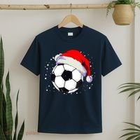 Christmas Soccer Ball Santa Hat Xmas Boys Sport T-Shirt thumb 2