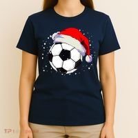 Christmas Soccer Ball Santa Hat Xmas Boys Sport T-Shirt thumb 4