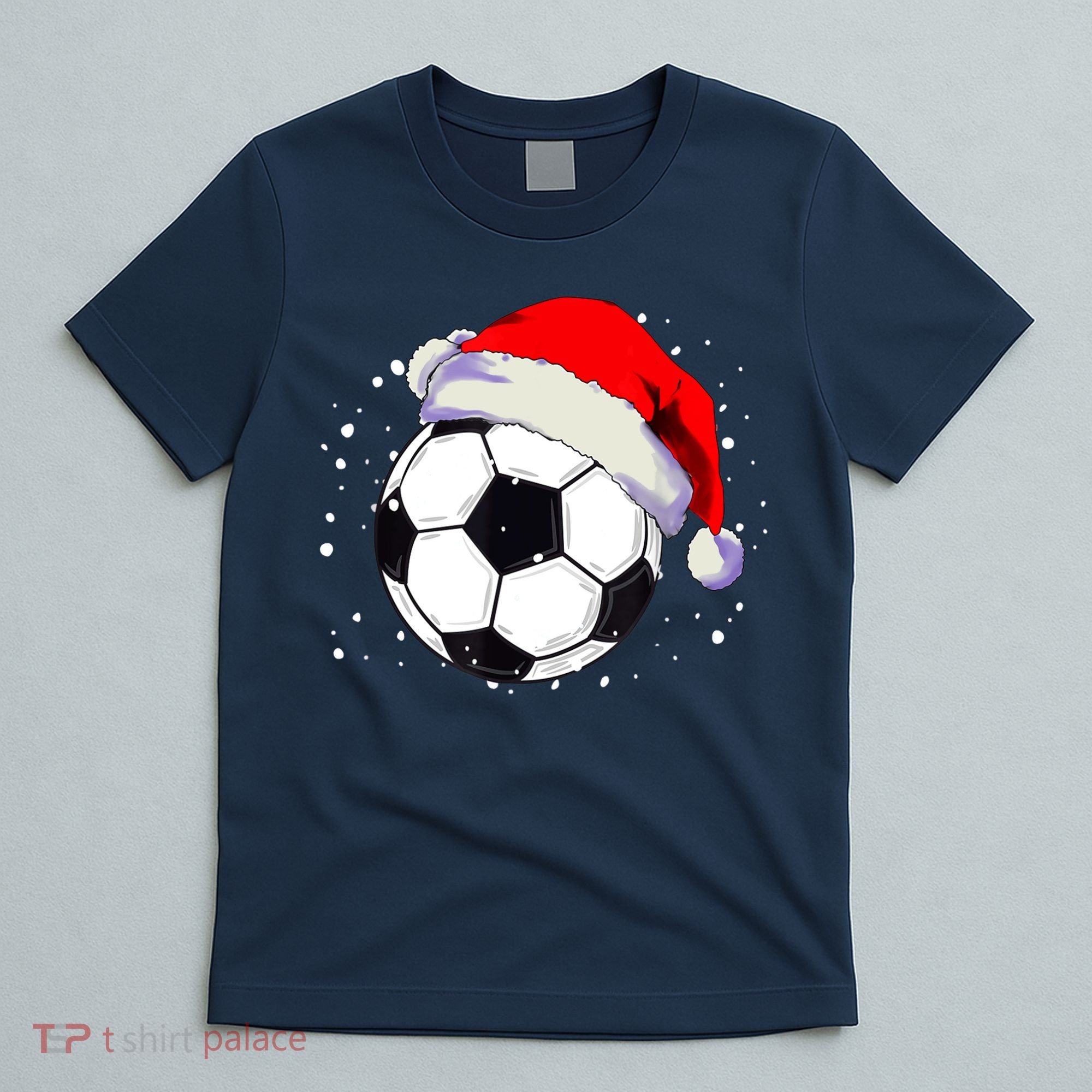 Christmas Soccer Ball Santa Hat Xmas Boys Sport T-Shirt