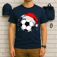 Christmas Soccer Ball Santa Hat Xmas Boys Sport T-Shirt thumb 6