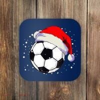 Christmas Soccer Ball Santa Hat Xmas Boys Sport Coaster thumb 0