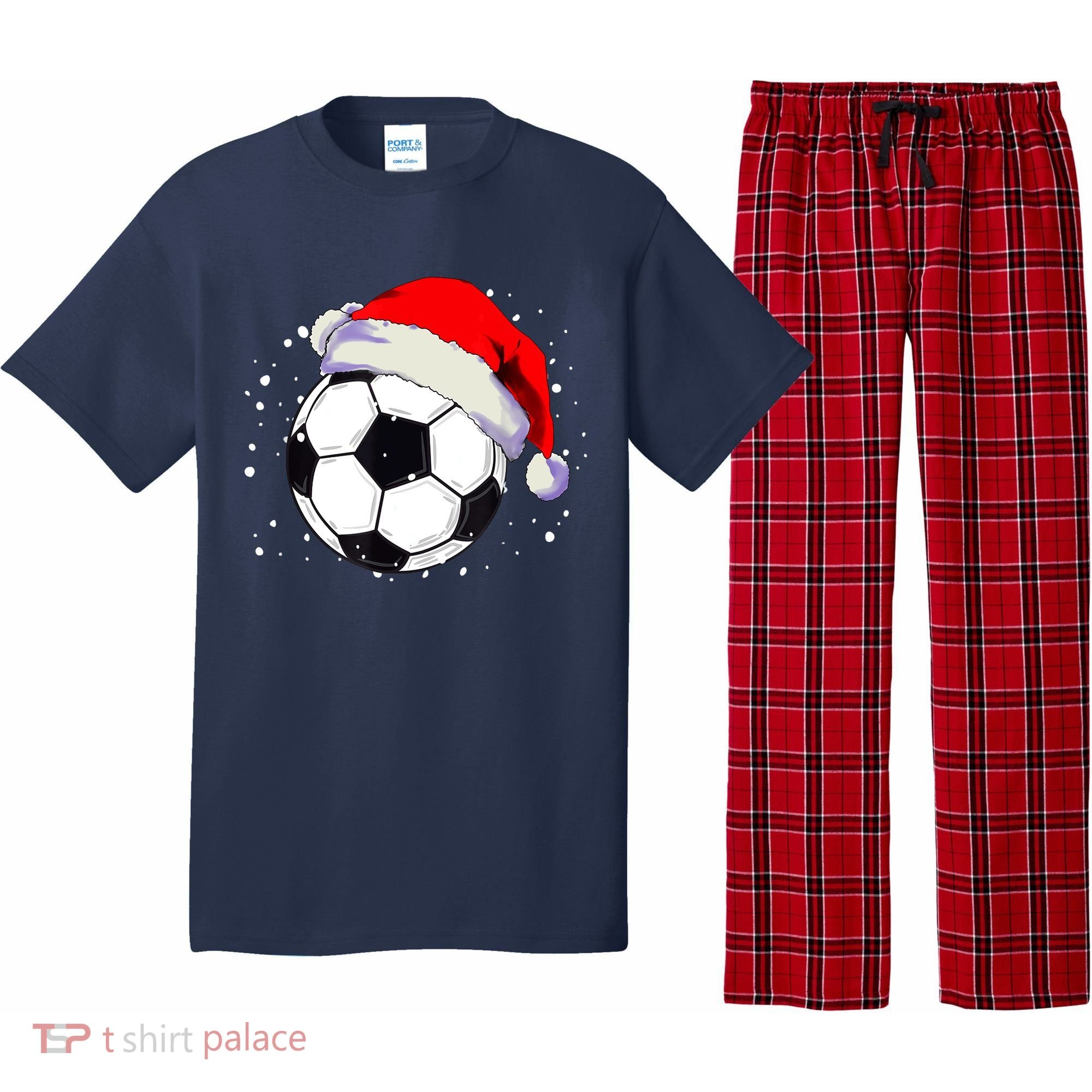 Christmas Soccer Ball Santa Hat Xmas Boys Sport Pajama Set
