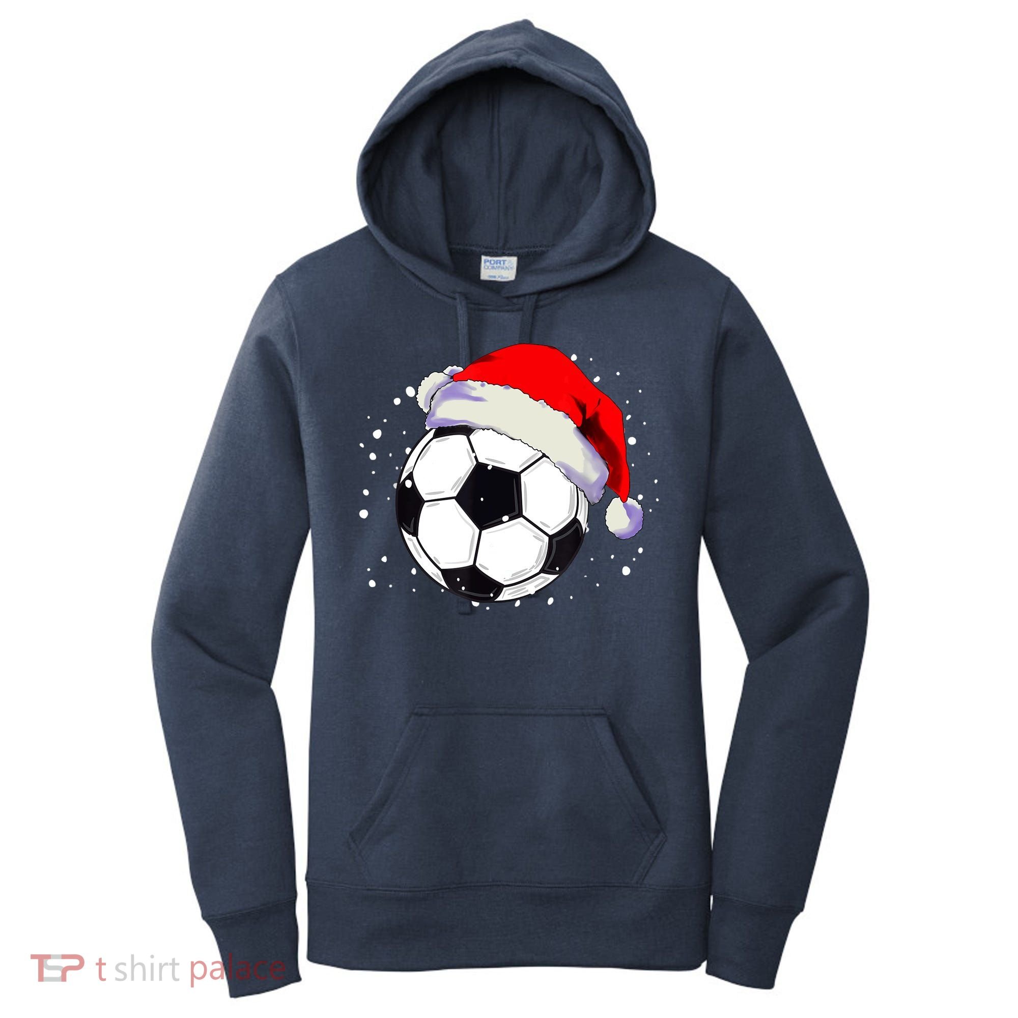 Christmas Soccer Ball Santa Hat Xmas Boys Sport Women's Hoodie