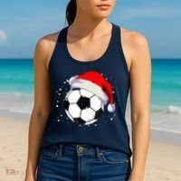 Christmas Soccer Ball Santa Hat Xmas Boys Sport Women's Tank Top thumb 2