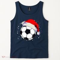 Christmas Soccer Ball Santa Hat Xmas Boys Sport Tank Top thumb 2