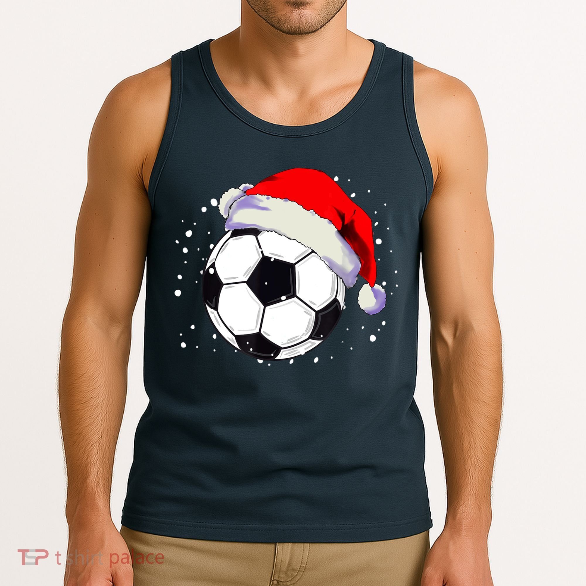 Christmas Soccer Ball Santa Hat Xmas Boys Sport Tank Top