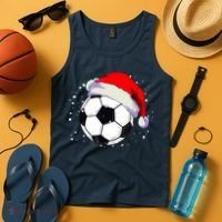 Christmas Soccer Ball Santa Hat Xmas Boys Sport Tank Top thumb 4