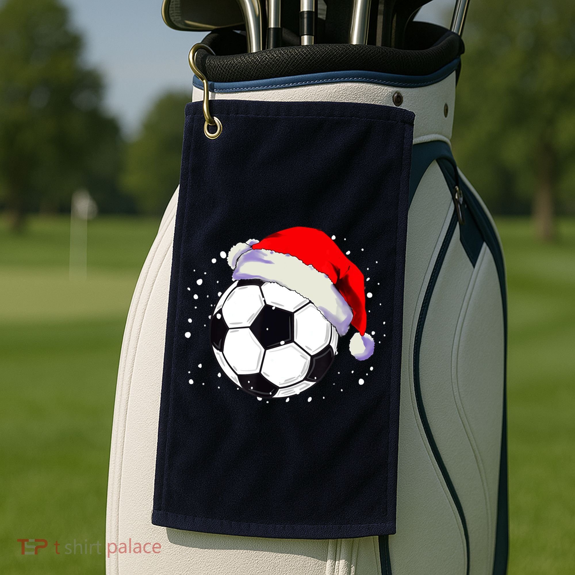 Christmas Soccer Ball Santa Hat Xmas Boys Sport Golf Towel