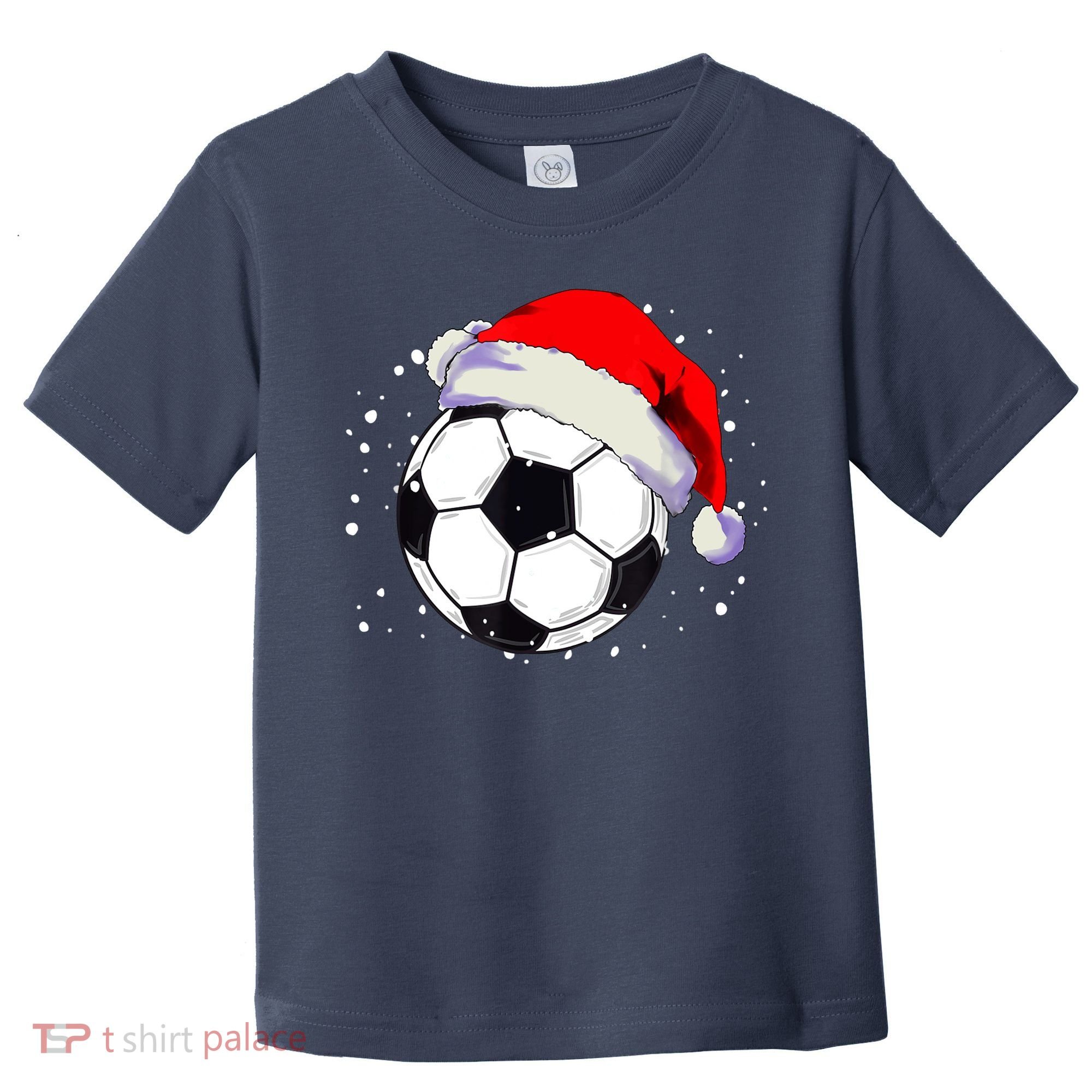 Christmas Soccer Ball Santa Hat Xmas Boys Sport Toddler T-Shirt