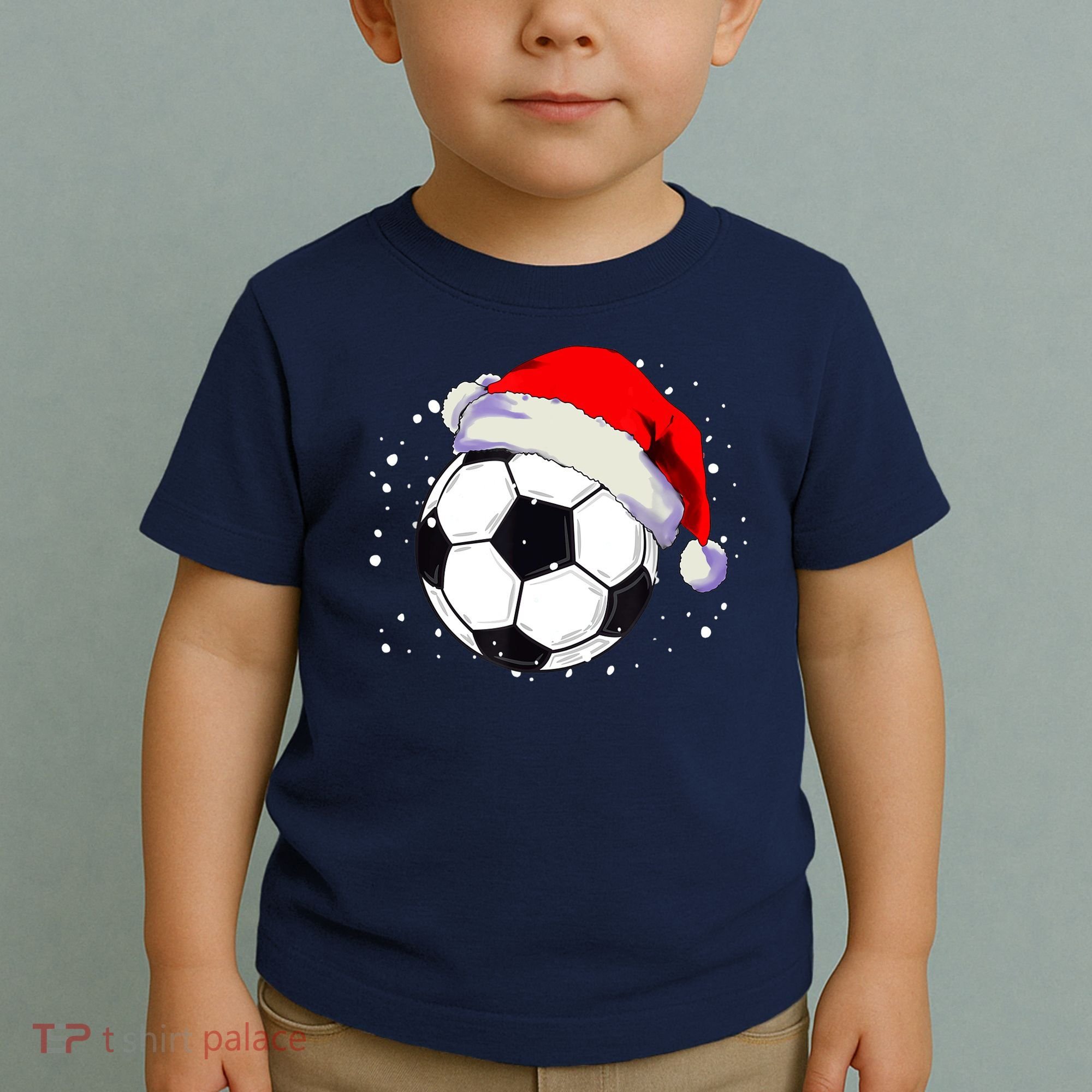 Christmas Soccer Ball Santa Hat Xmas Boys Sport Toddler T-Shirt