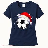 Christmas Soccer Ball Santa Hat Xmas Boys Sport Women's T-Shirt thumb 0