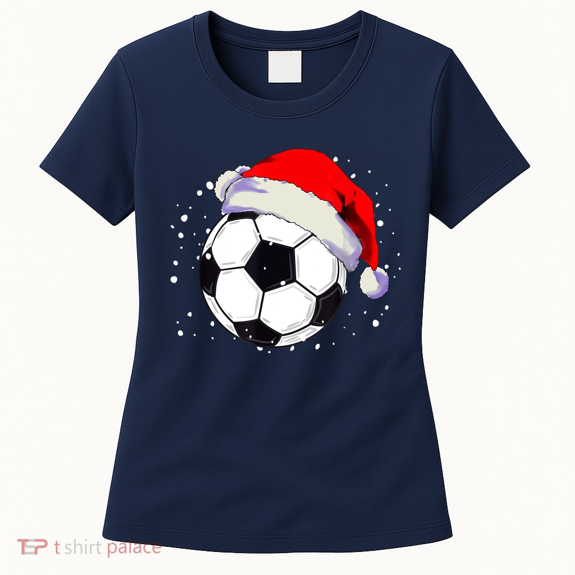 Christmas Soccer Ball Santa Hat Xmas Boys Sport Women's T-Shirt