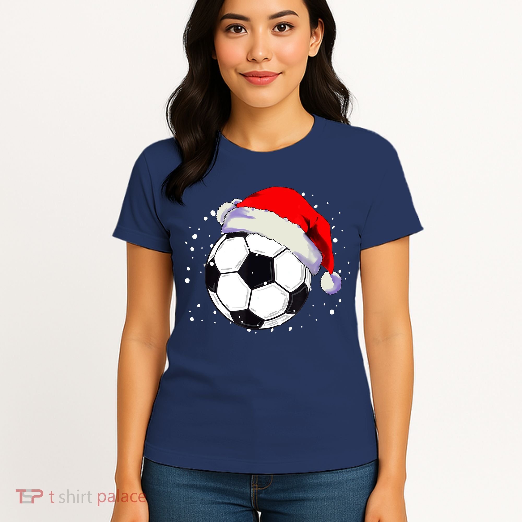 Christmas Soccer Ball Santa Hat Xmas Boys Sport Women's T-Shirt