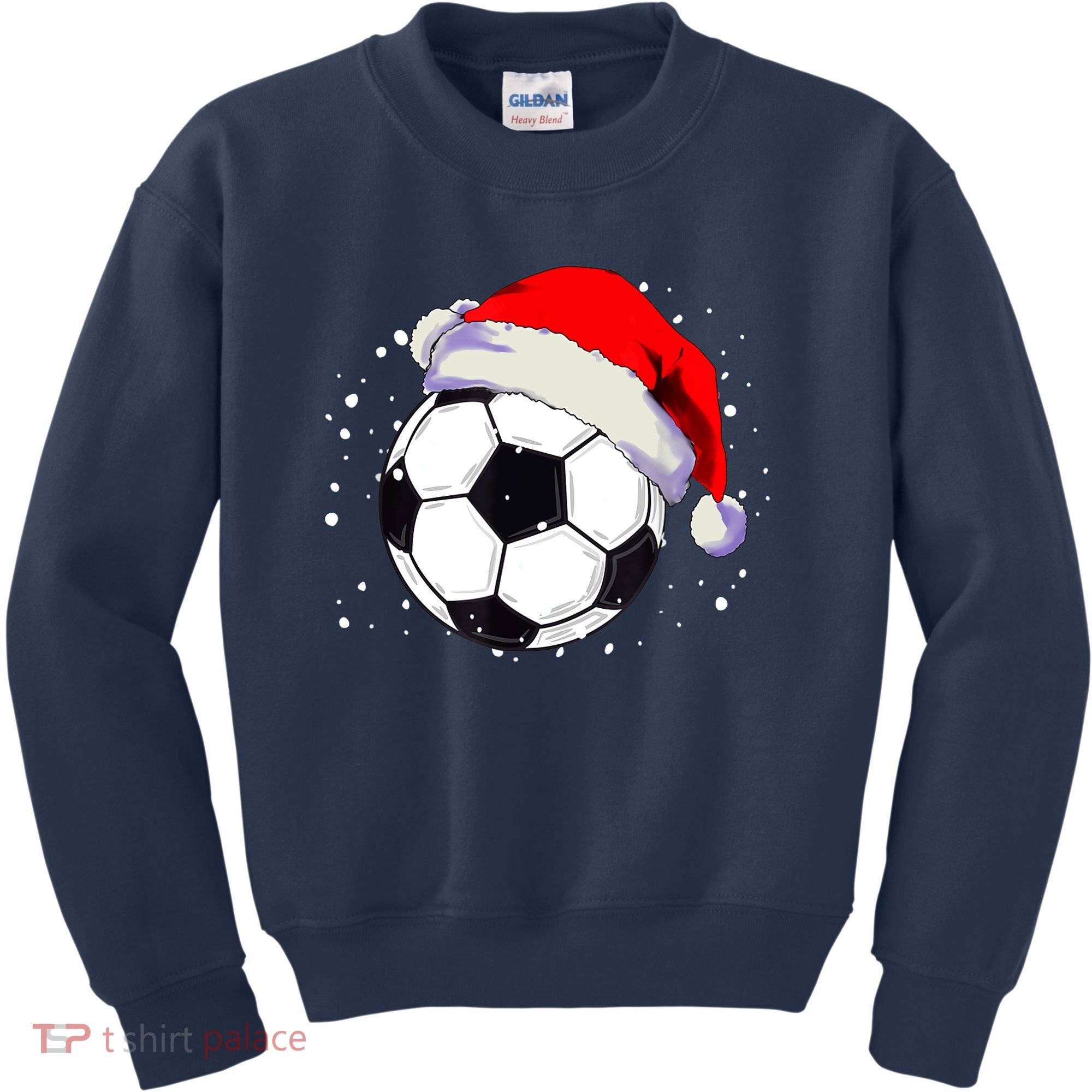 Christmas Soccer Ball Santa Hat Xmas Boys Sport Kids Sweatshirt