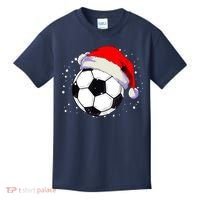 Christmas Soccer Ball Santa Hat Xmas Boys Sport Kids T-Shirt thumb 0