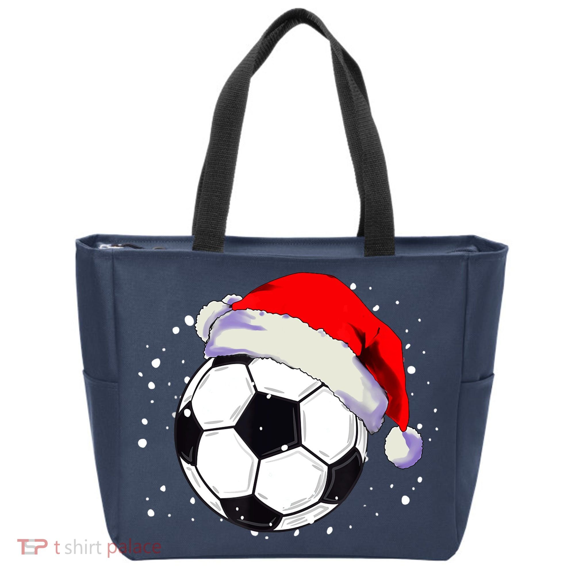 Christmas Soccer Ball Santa Hat Xmas Boys Sport Tote Bag