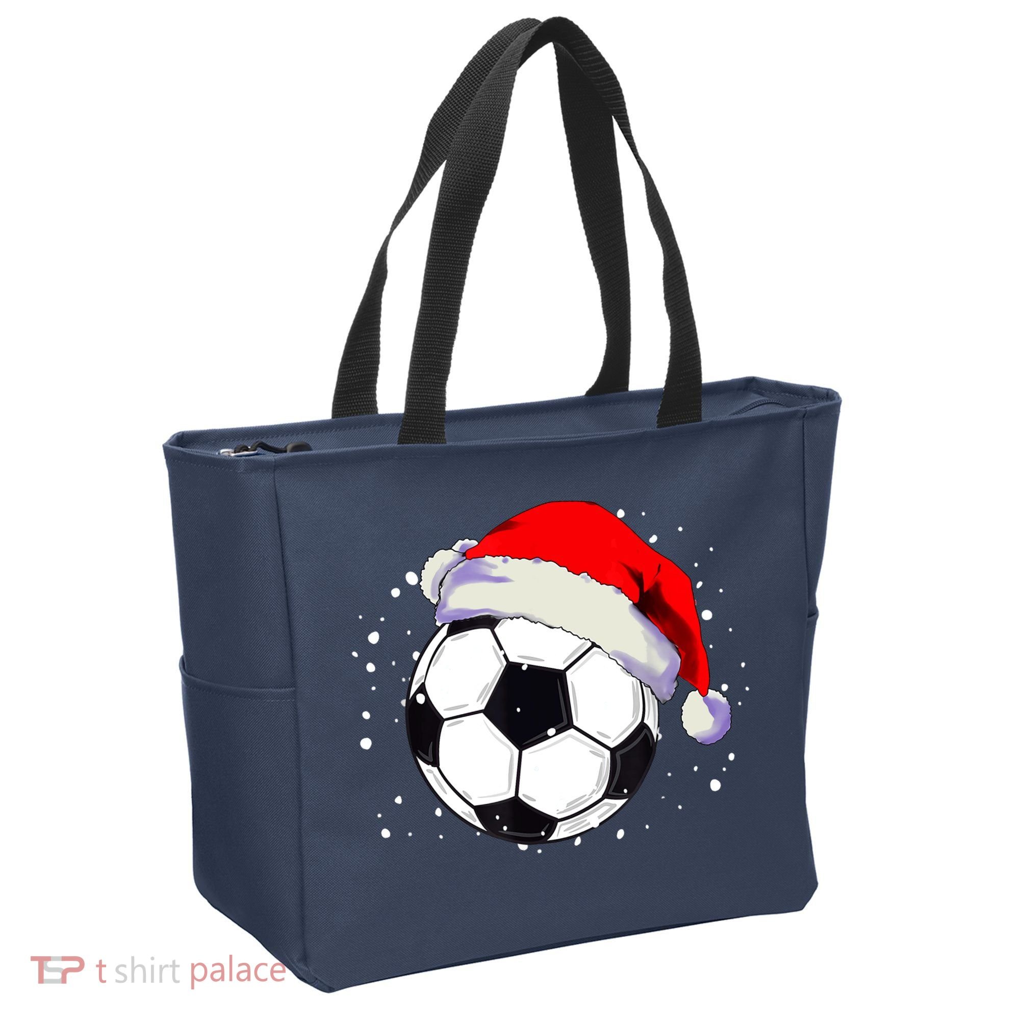 Christmas Soccer Ball Santa Hat Xmas Boys Sport Tote Bag