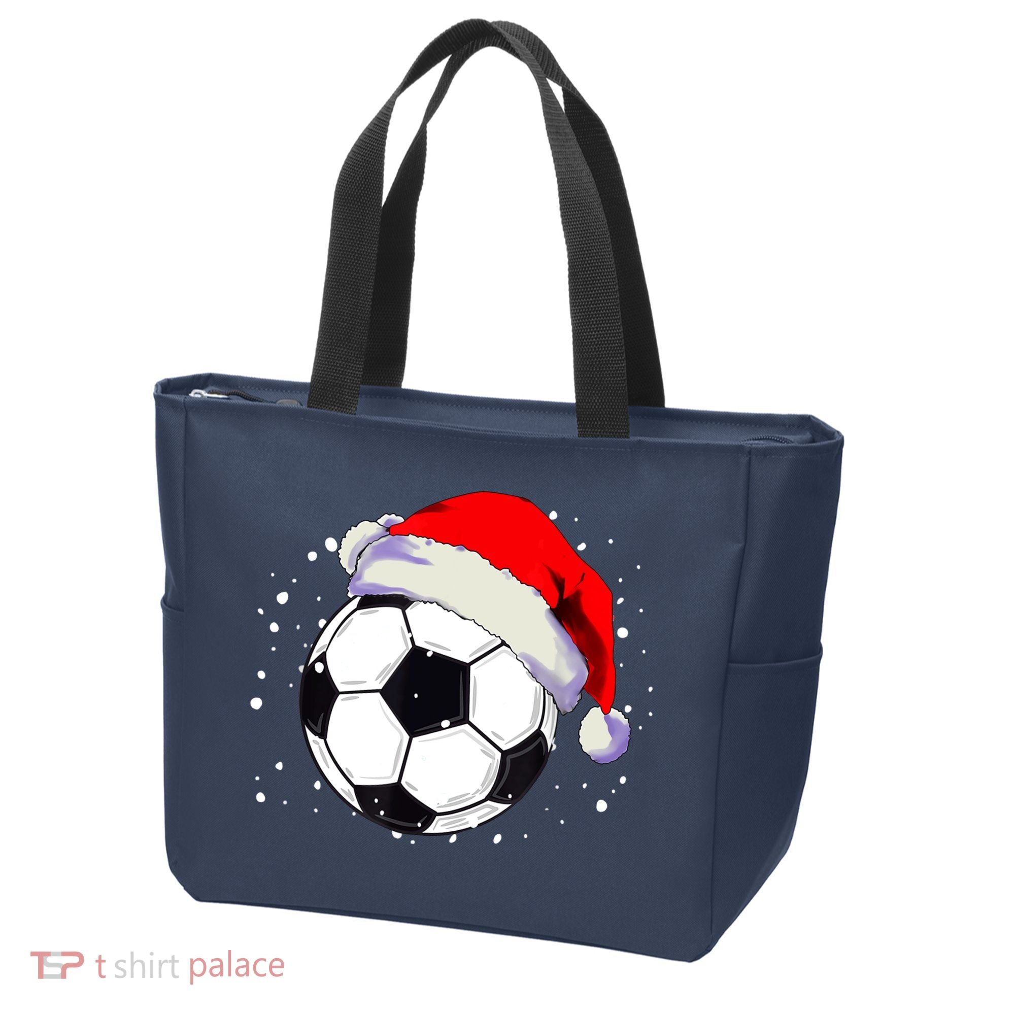 Christmas Soccer Ball Santa Hat Xmas Boys Sport Tote Bag