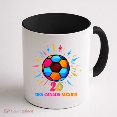 Colorful Soccer Ball USA Canada Mexico 2026 Coffee Mug back