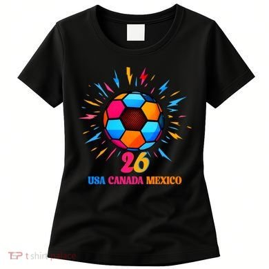 Colorful Soccer Ball USA Canada Mexico 2026 Women's T-Shirt