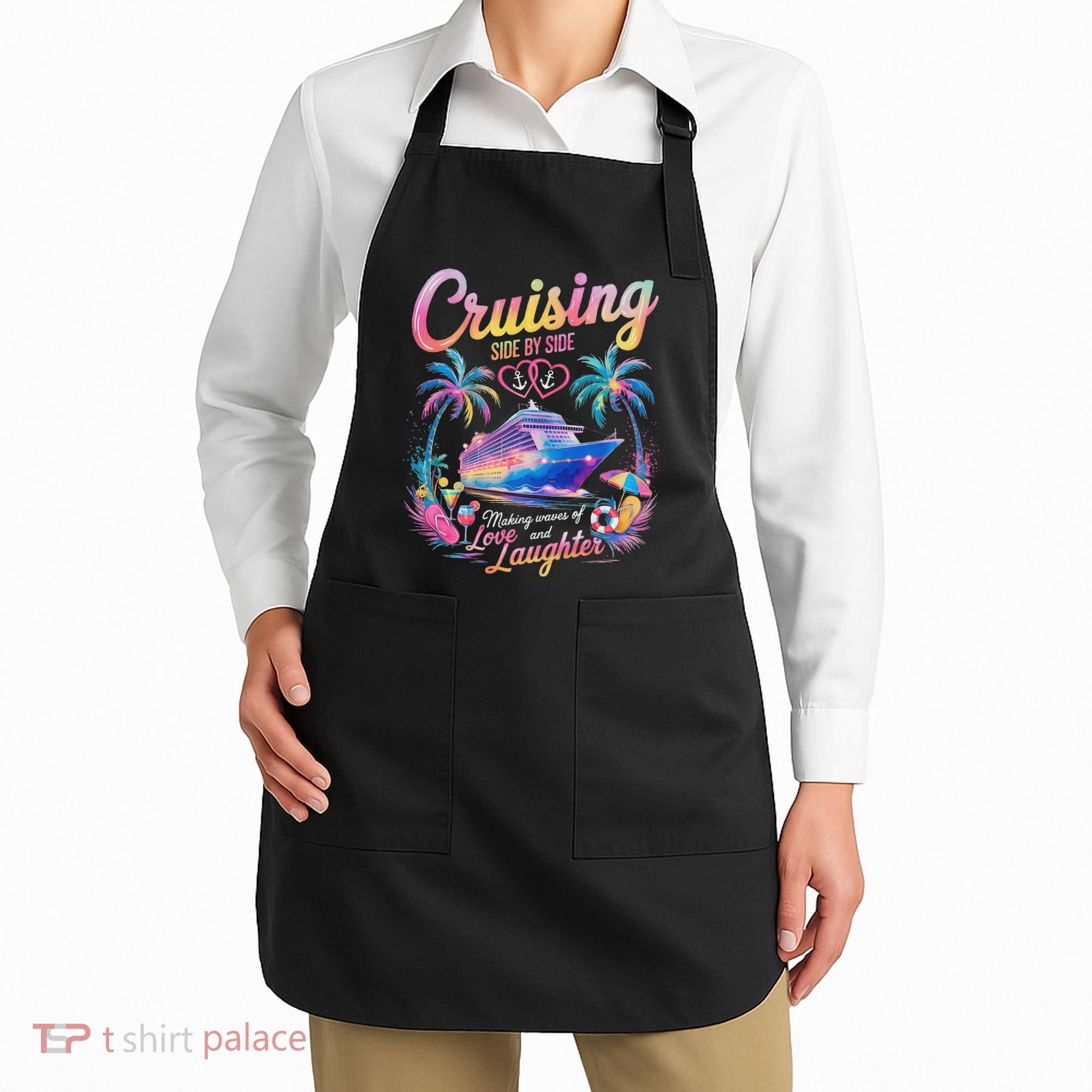 Cruising Side By Side Husband Wife Love Cruise Couple Cruise Apron