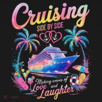 Cruising Side By Side Husband Wife Love Cruise Couple Cruise Tall T-Shirt thumb 4