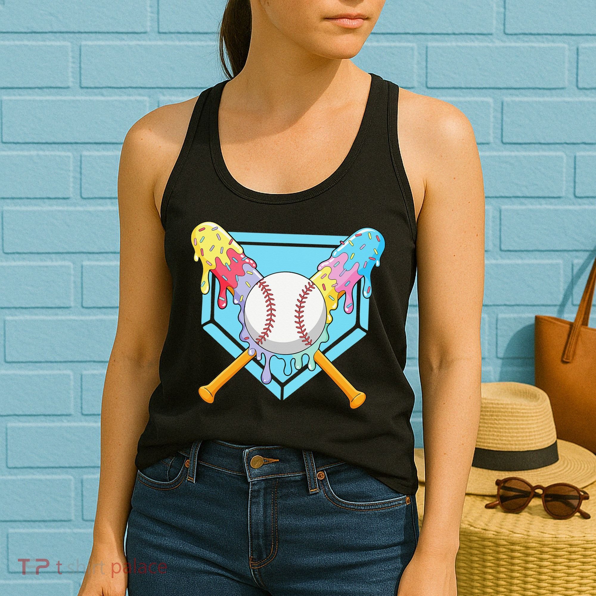 Cool Sport Baseball Home Plate Drip With Sprinkles Drip Women's Tank Top