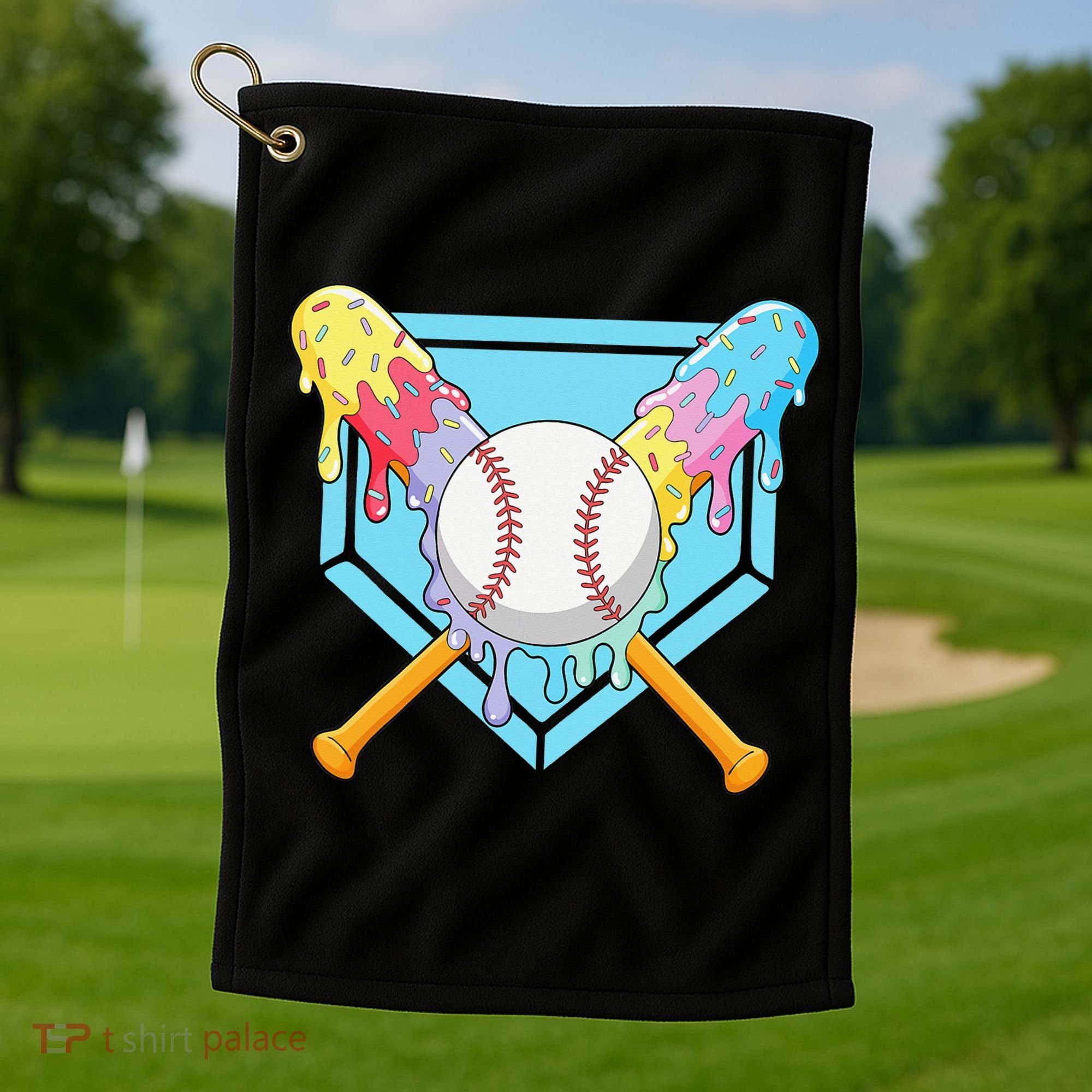 Cool Sport Baseball Home Plate Drip With Sprinkles Drip Golf Towel