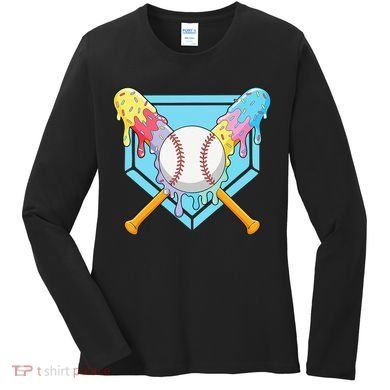 Cool Sport Baseball Home Plate Drip With Sprinkles Drip Women's Long Sleeve Shirt