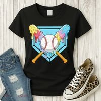 Cool Sport Baseball Home Plate Drip With Sprinkles Drip Women's T-Shirt thumb 3