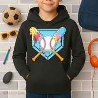 Cool Sport Baseball Home Plate Drip With Sprinkles Drip Kids Hoodie thumb 2