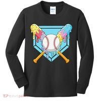 Cool Sport Baseball Home Plate Drip With Sprinkles Drip Kids Long Sleeve Shirt thumb 0