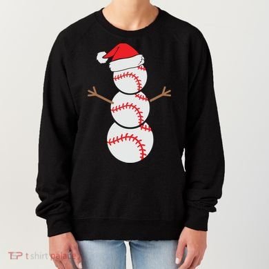 Christmas Snowman Baseball Santa Hat Xmas Women's Sweatshirt
