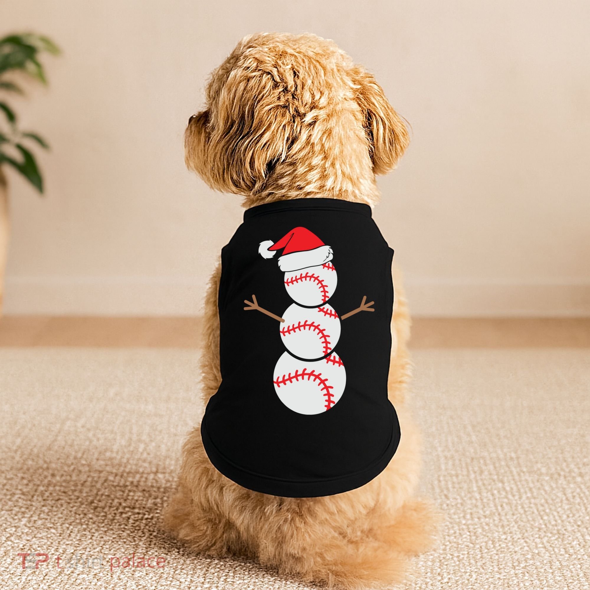Christmas Snowman Baseball Santa Hat Xmas Doggie Tank