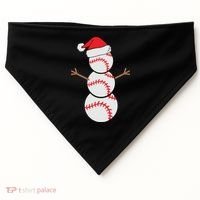 Christmas Snowman Baseball Santa Hat Xmas USA-Made Doggie Bandana thumb 0
