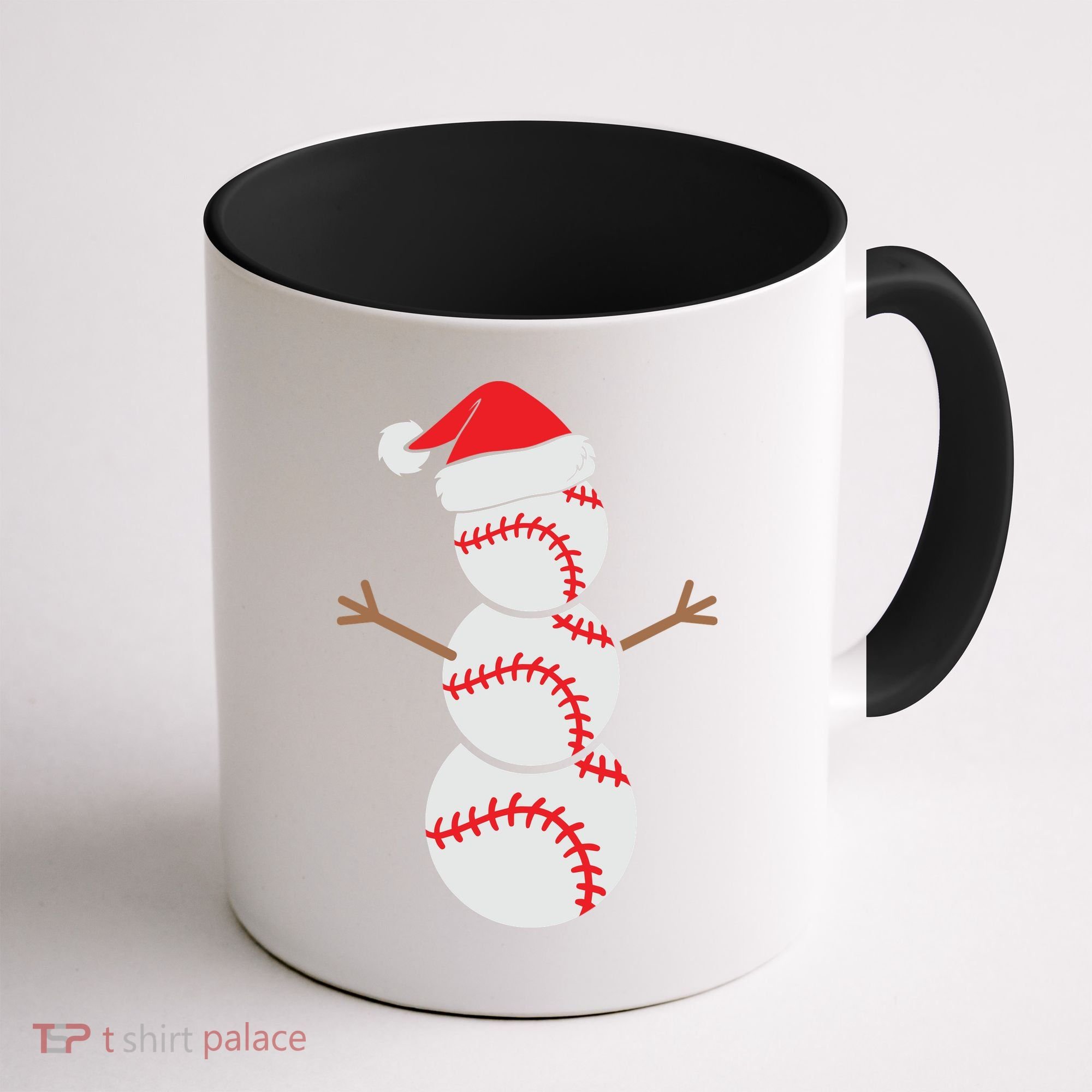Christmas Snowman Baseball Santa Hat Xmas Coffee Mug