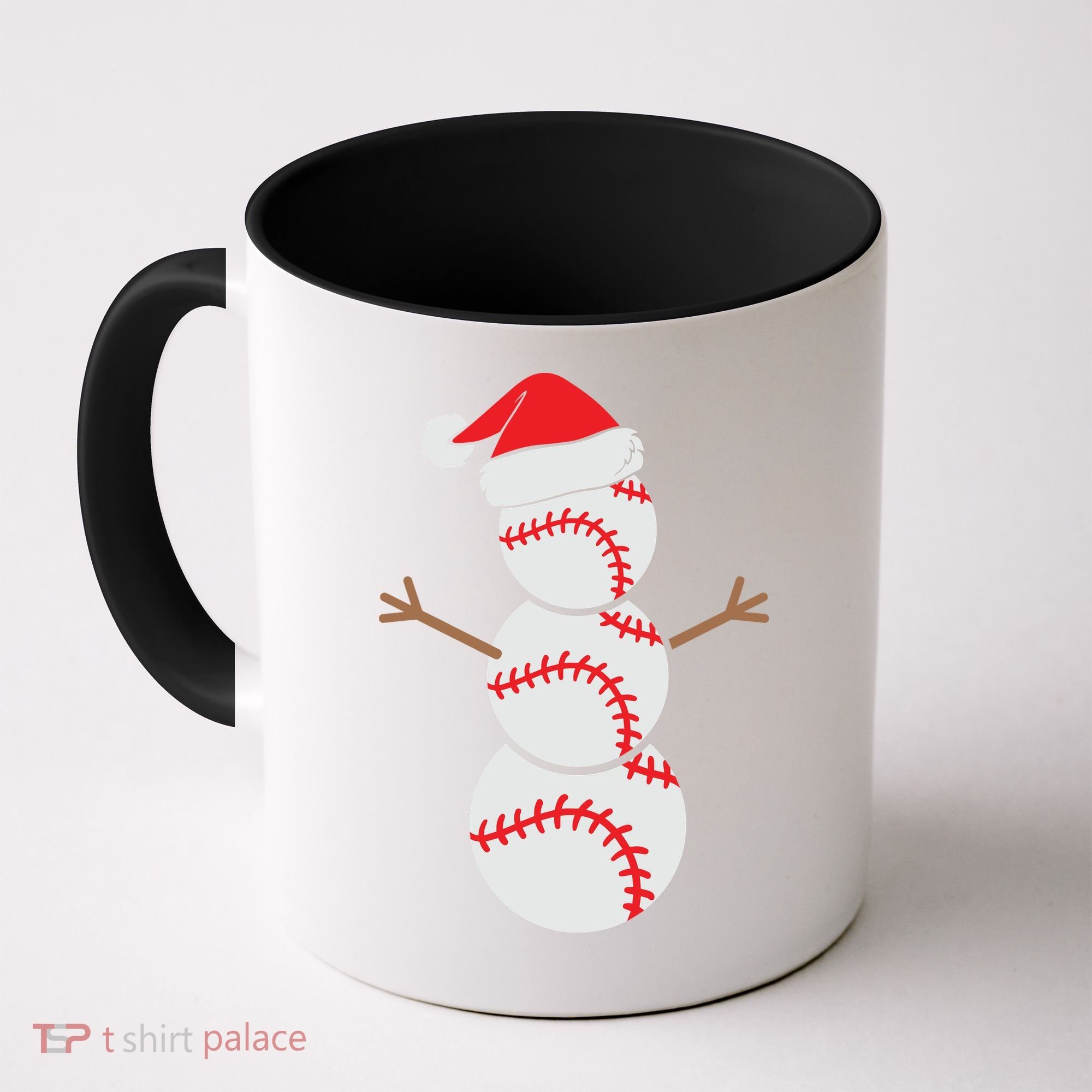 Christmas Snowman Baseball Santa Hat Xmas Coffee Mug