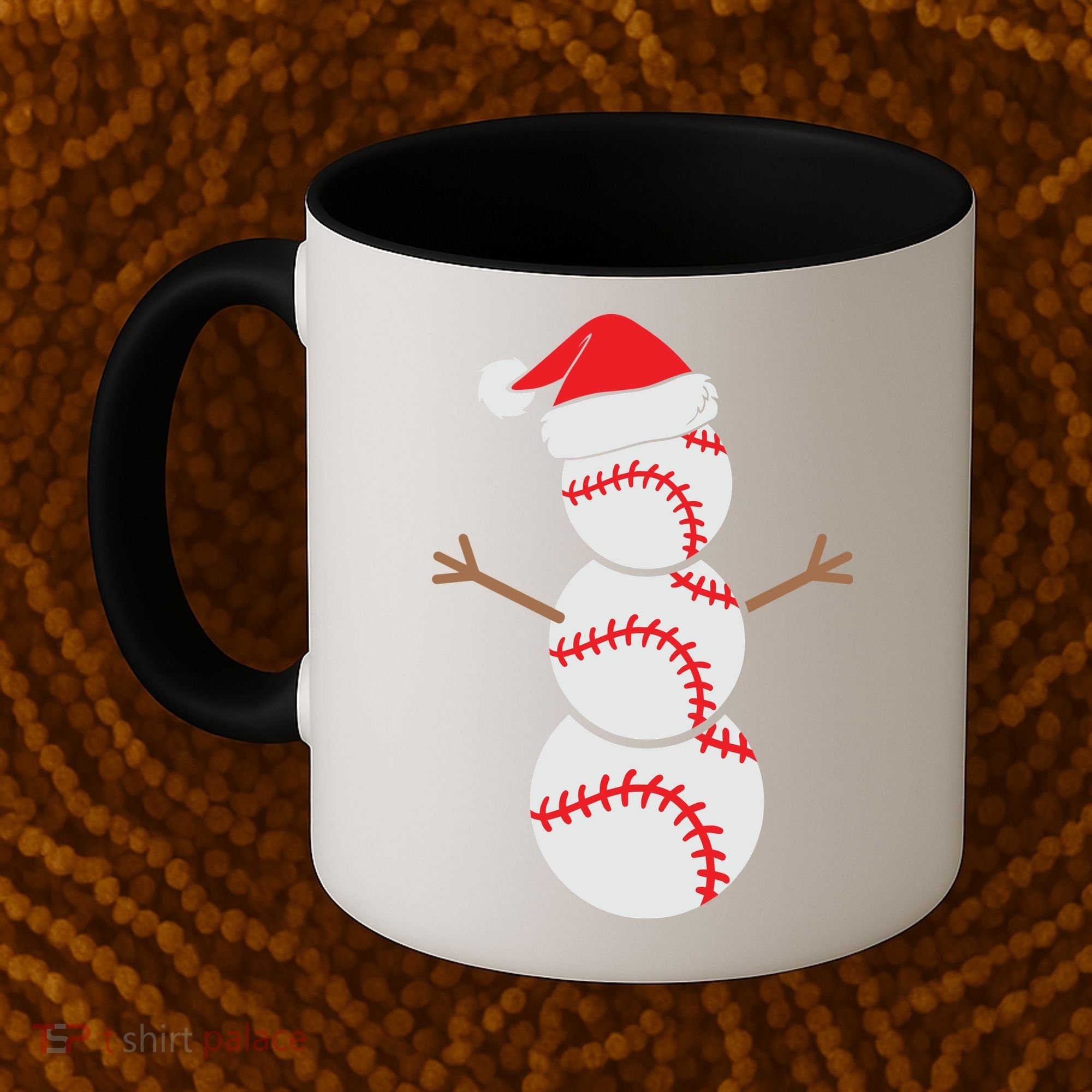 Christmas Snowman Baseball Santa Hat Xmas Coffee Mug