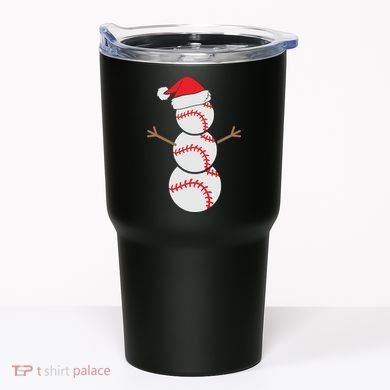 Christmas Snowman Baseball Santa Hat Xmas Tumbler