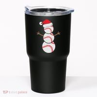 Christmas Snowman Baseball Santa Hat Xmas Tumbler thumb 0